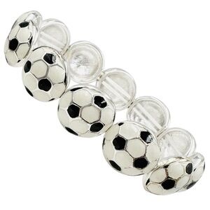 Soccer Ball Enamel Stretch Bracelet
